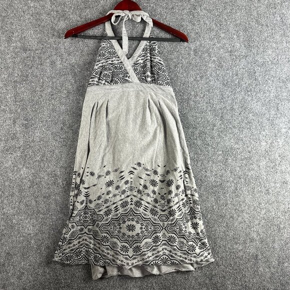 Athleta Dresses & Skirts - Athleta Bohemian Halter Dress Womens Small Gray Stretch Knit Tie Waist Lined